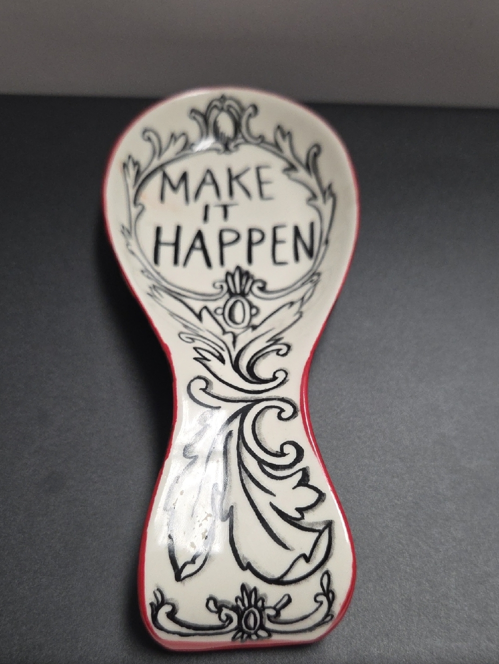 Anthropologie Spoon Rest MOLLY HATCH Make It Happen SKETCHED STORY Stoneware NIB